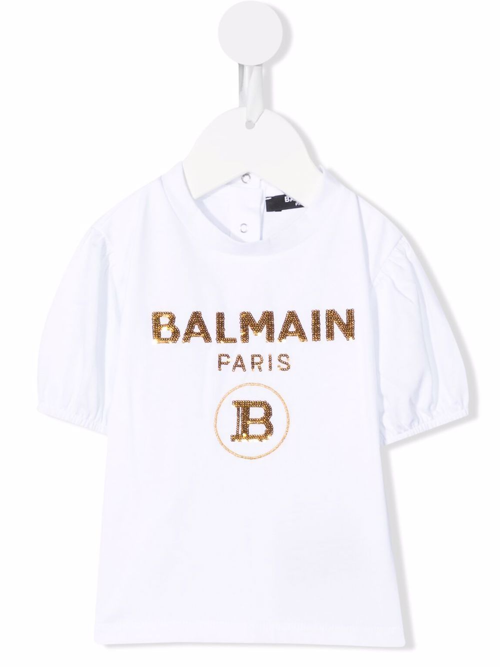 Balmain Kids 巴尔曼 logo印花T恤 - 白色