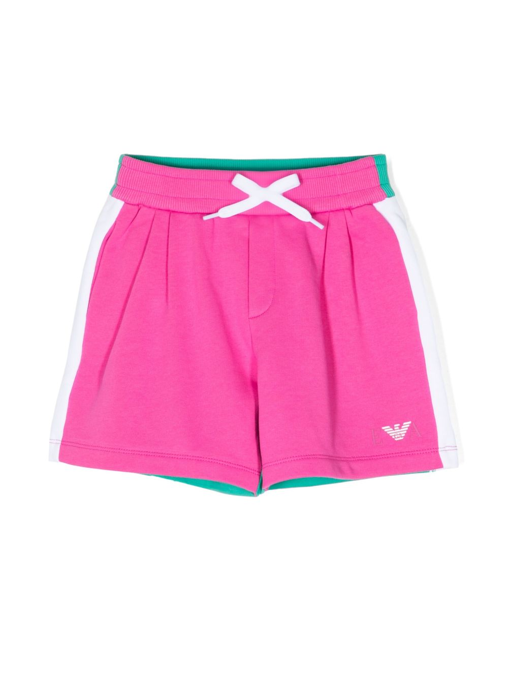 Emporio Armani Kids logo刺绣印花短裤 - 粉色