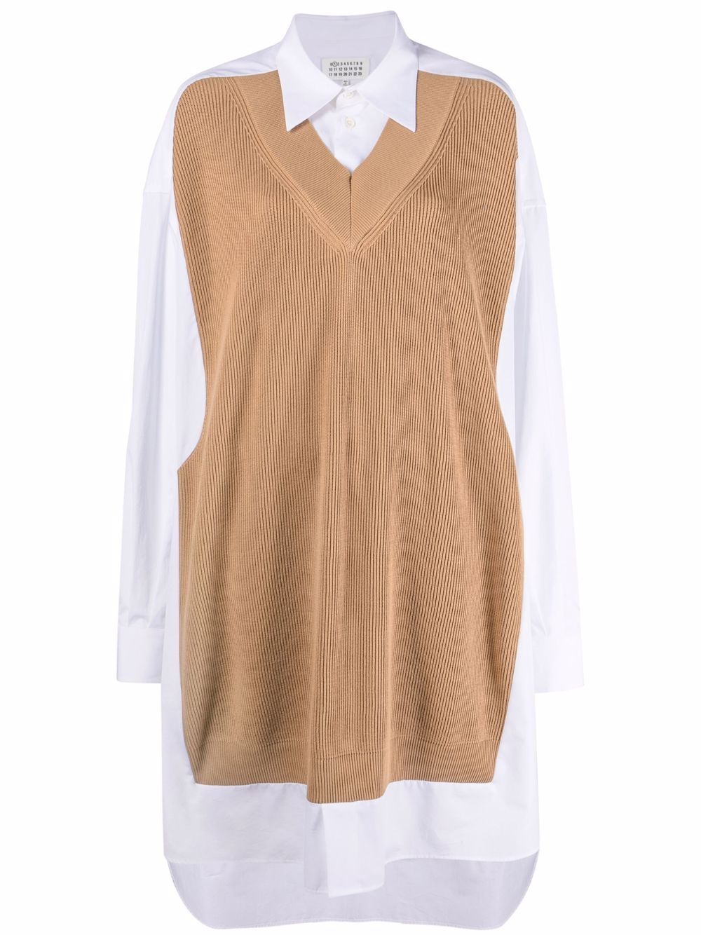 Maison Margiela Spliced 针织细节衬衫裙 - 白色