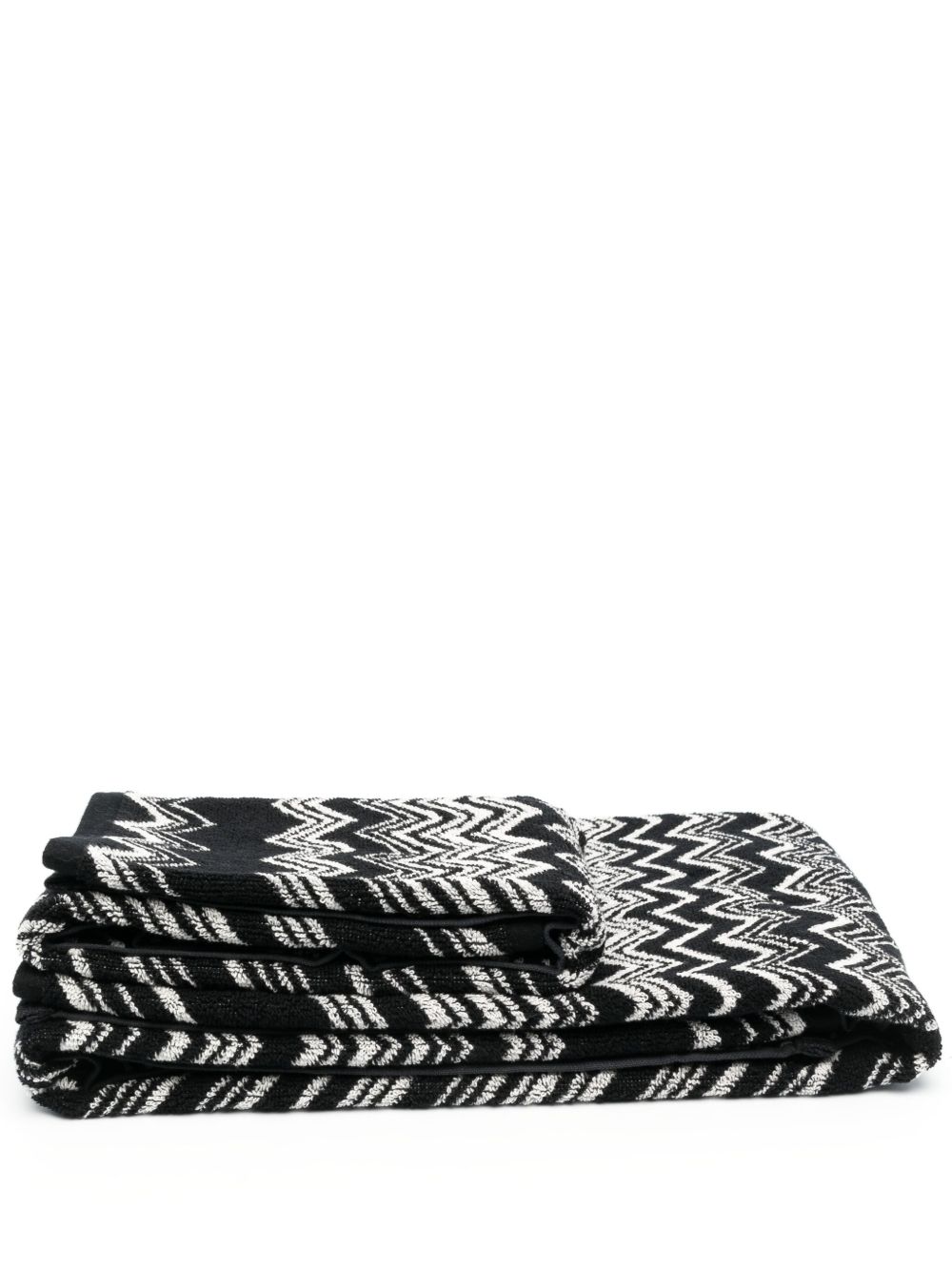 Missoni Home Z字形图案编织浴巾 - 黑色