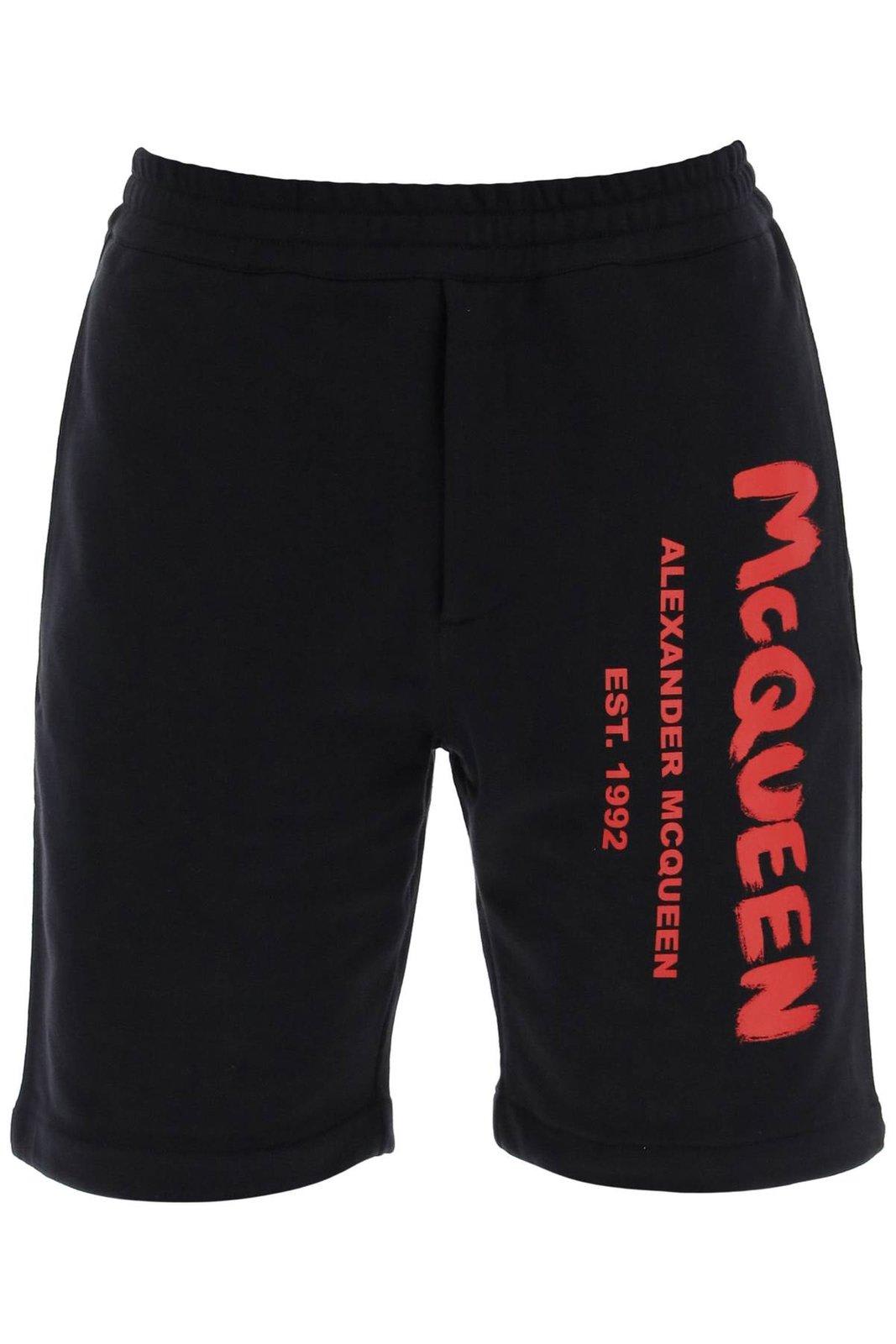 Alexander McQueen 涂鸦印花运动短裤