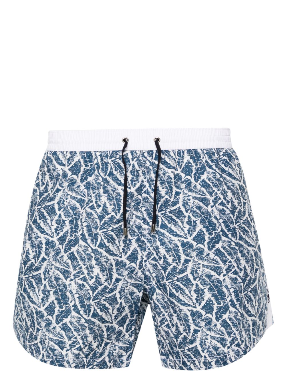 Corneliani 抽象印花泳裤 - 蓝色