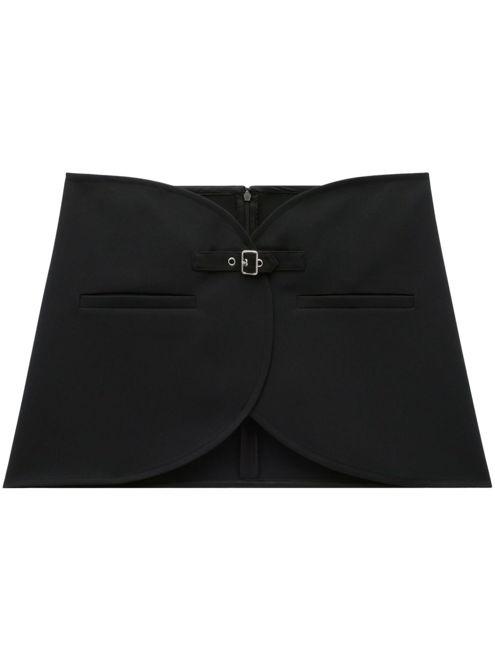 Courrèges Ellipse 扣环肩带斜纹布迷你半身裙 - 黑色