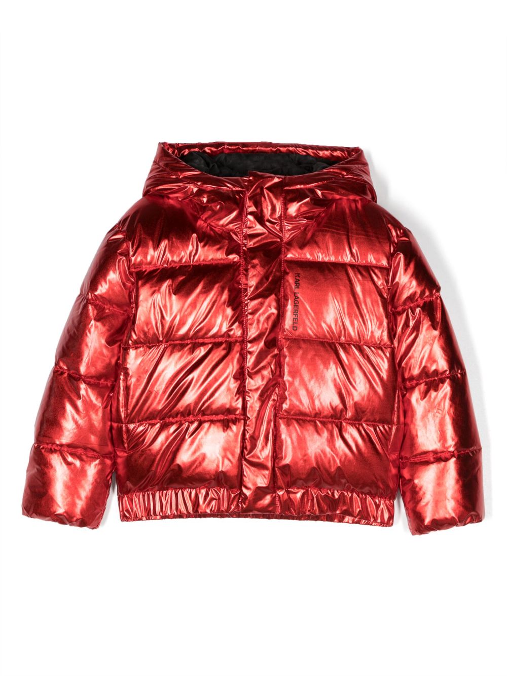 Karl Lagerfeld Kids 金属感蓬松夹克 - 红色