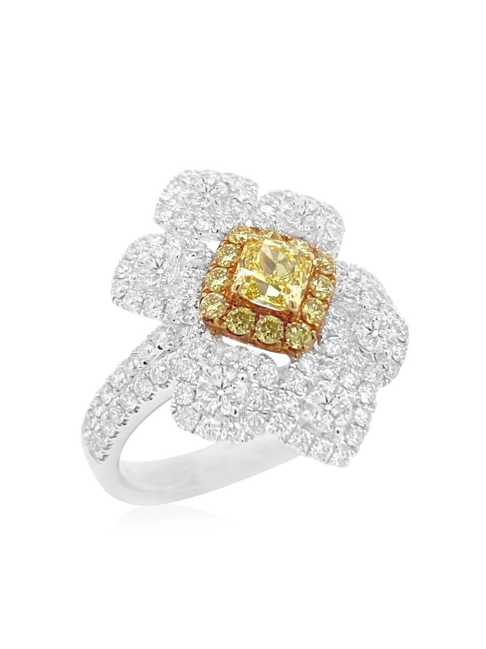 HYT Jewelry 铂金黄白钻石戒指 - 白色
