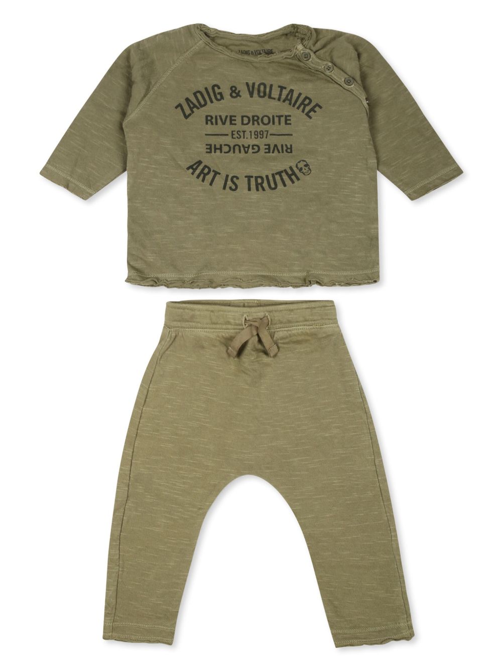 Zadig & Voltaire Kids logo印花运动套装 - 绿色