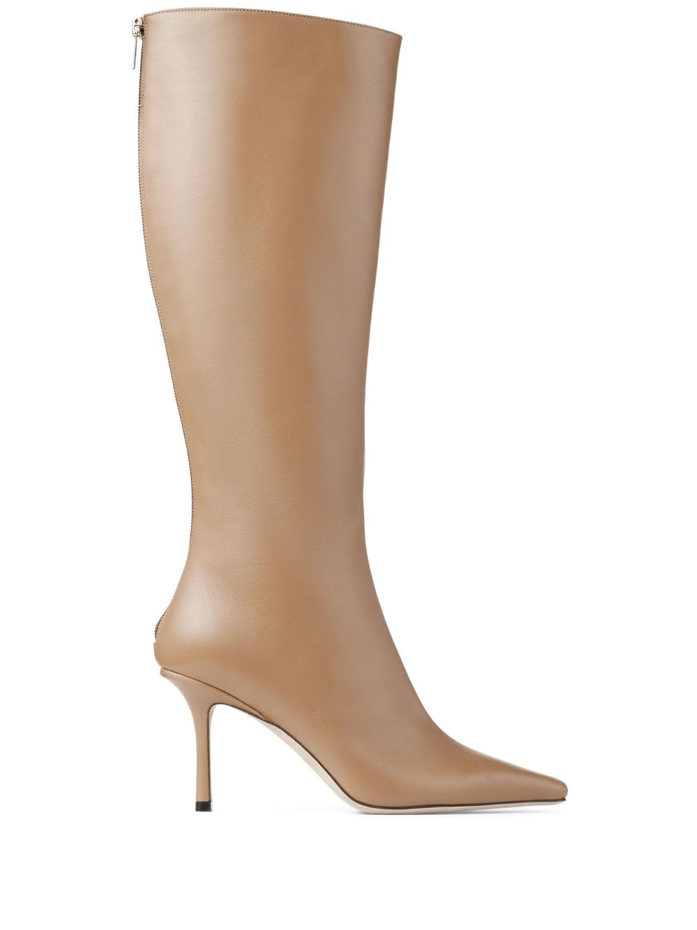 Jimmy Choo Agathe 尖头高跟及膝靴 - 中性色