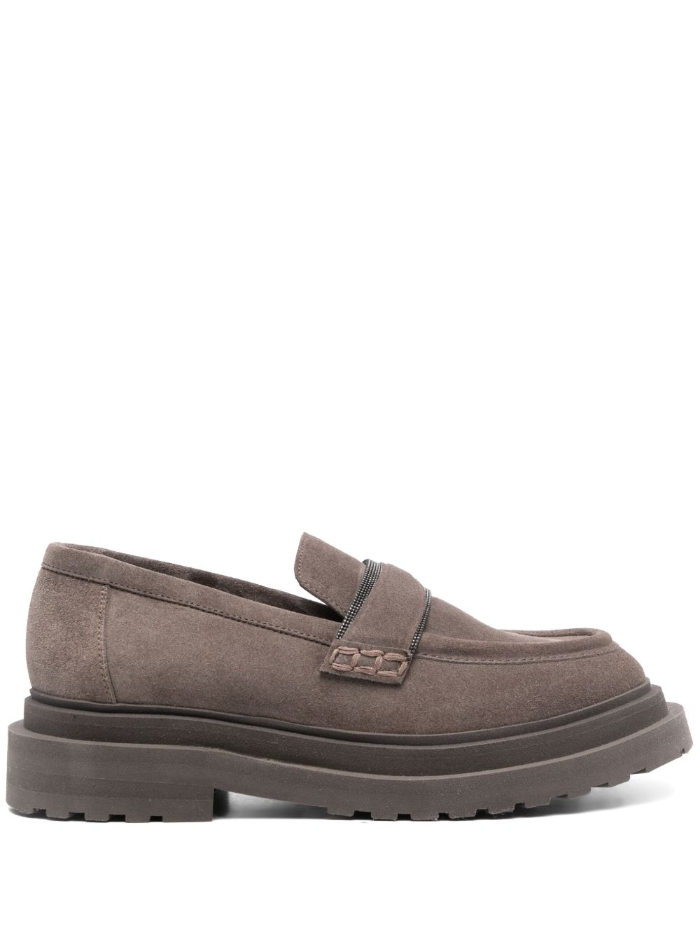 Brunello Cucinelli 套穿式绒面皮质乐福鞋 - 褐色
