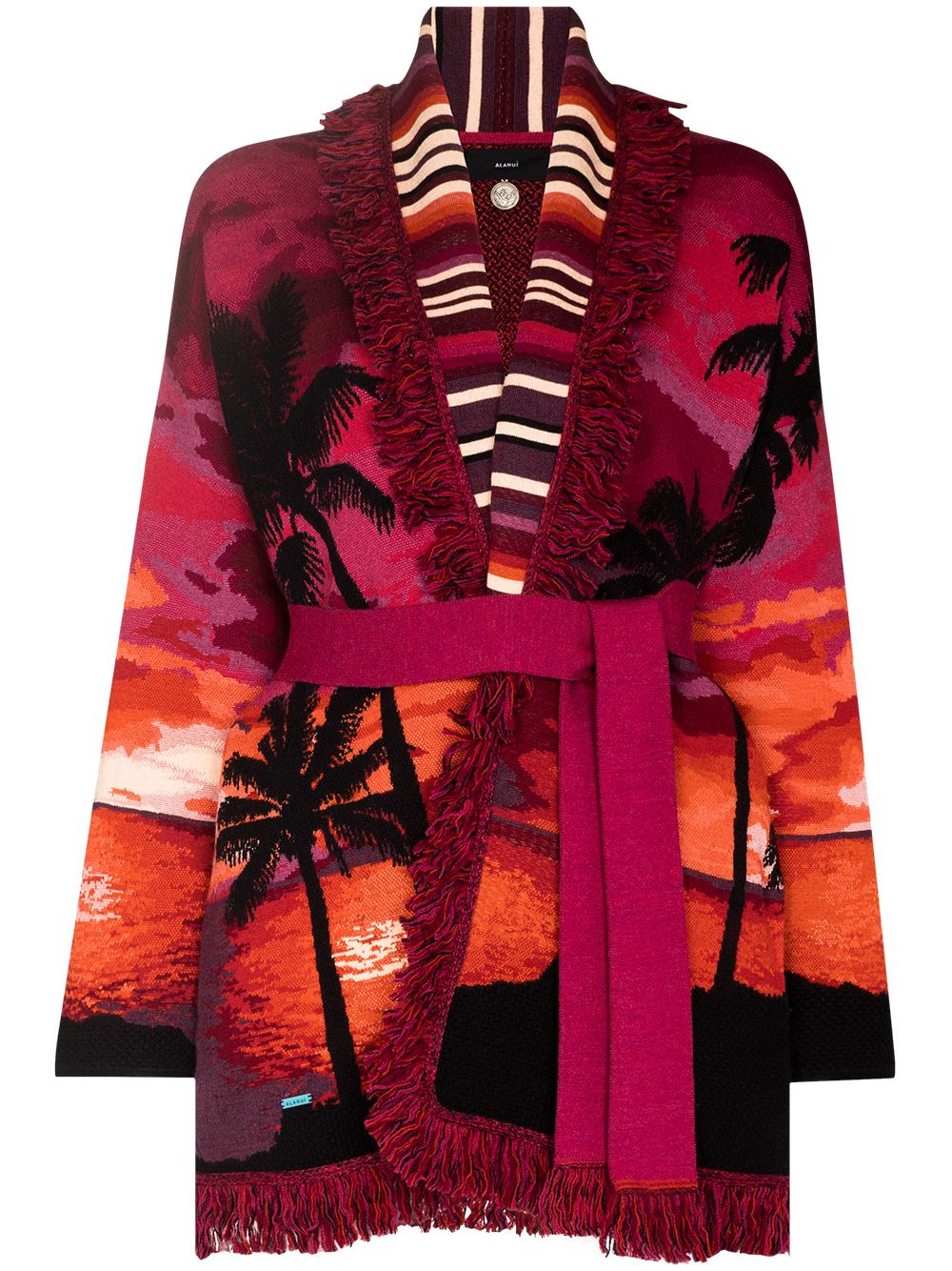 Alanui Sunset on the Sea Icon belted cardigan - 红色