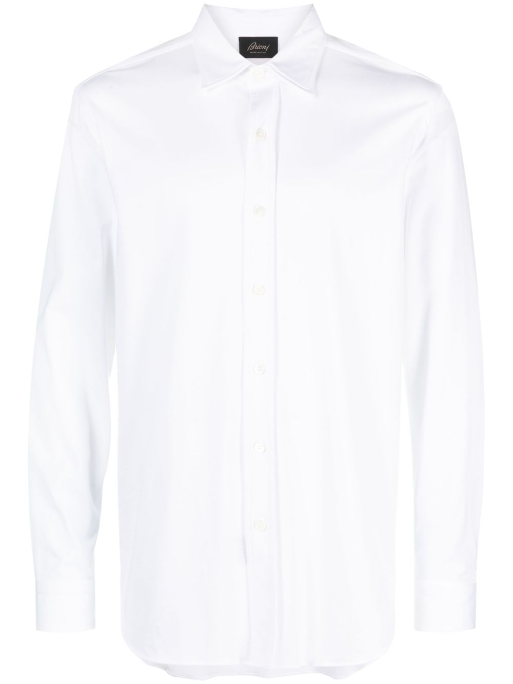 Brioni 宽领棉衬衫 - 白色