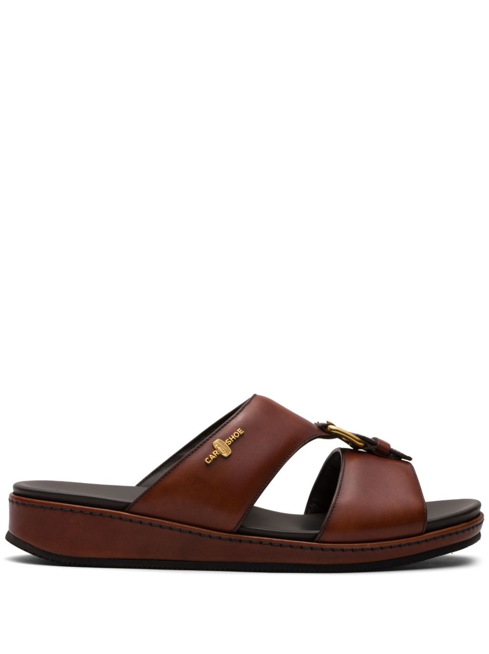 Car Shoe 扣环缀饰平底凉鞋 - 褐色
