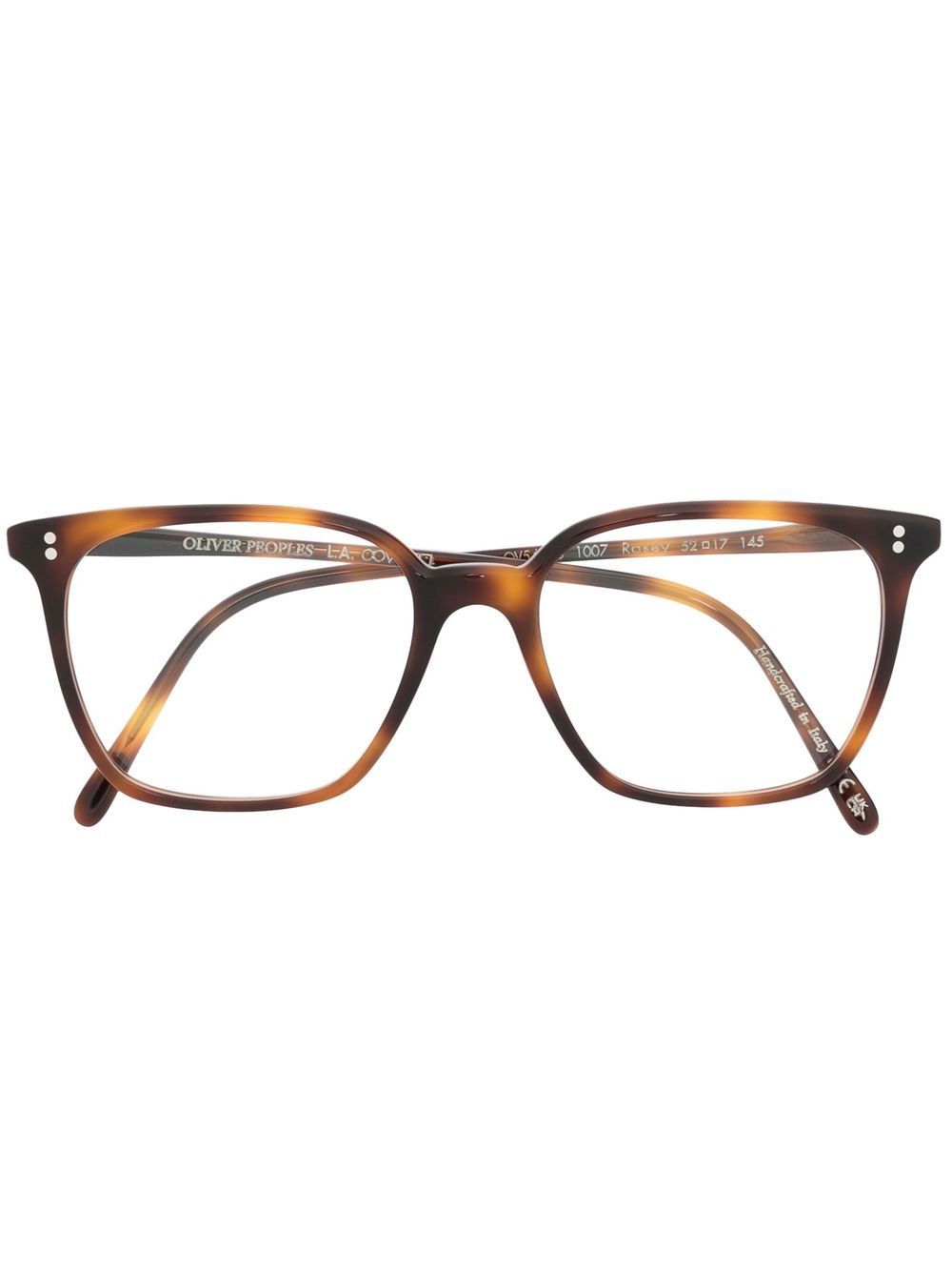 Oliver Peoples 玳瑁纹方形镜框眼镜 - 褐色