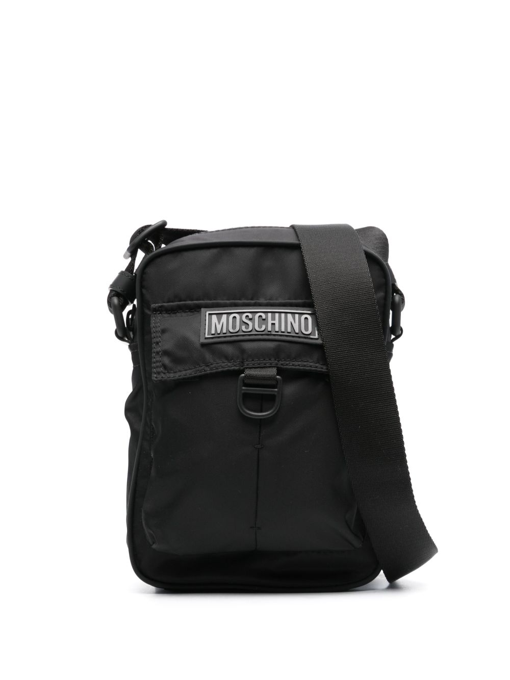 Moschino logo 贴花单肩包 - 黑色