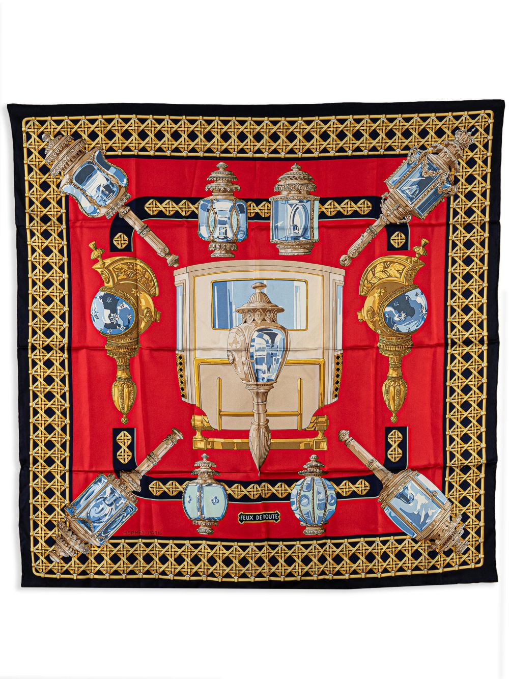 Hermès Pre-Owned Feux De Route Silk Scarf 围巾（2000-2022年典藏款） - 红色