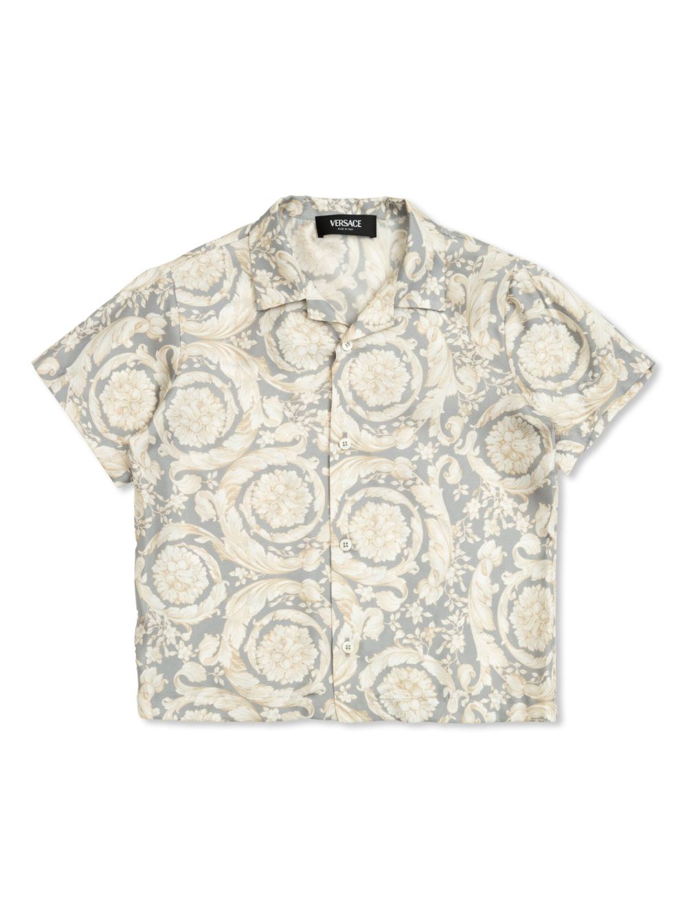 Versace Kids Barocco 真丝衬衫 - 灰色