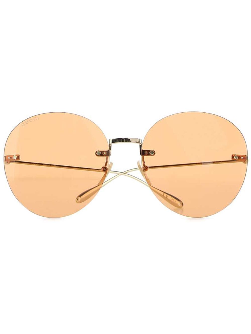 Gucci Eyewear logo吊饰圆框太阳眼镜 - 金色