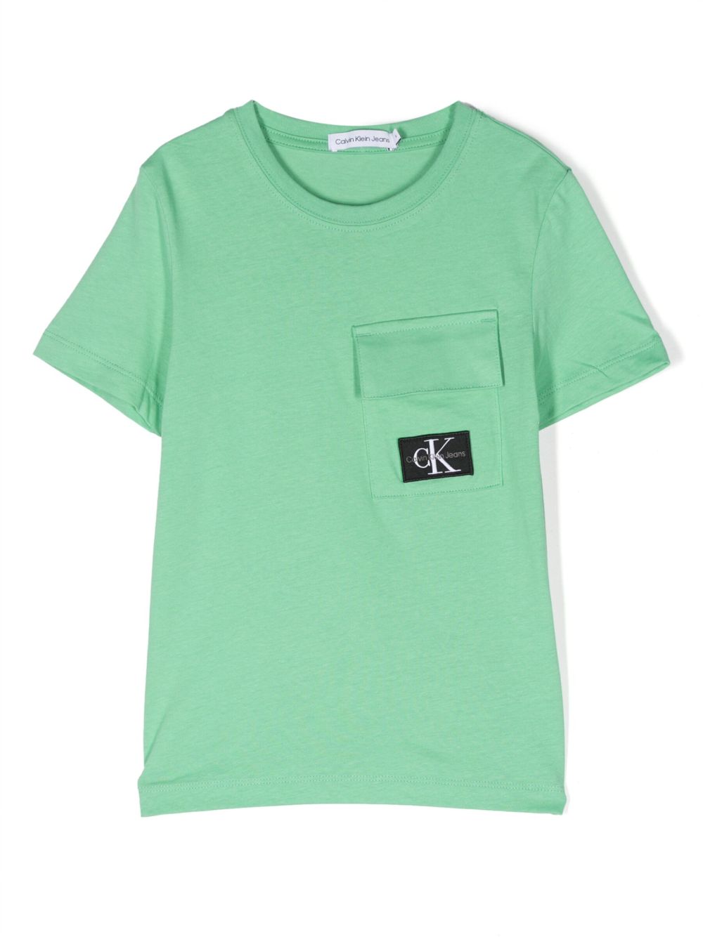 Calvin Klein Kids 标贴盖袋T恤 - 绿色