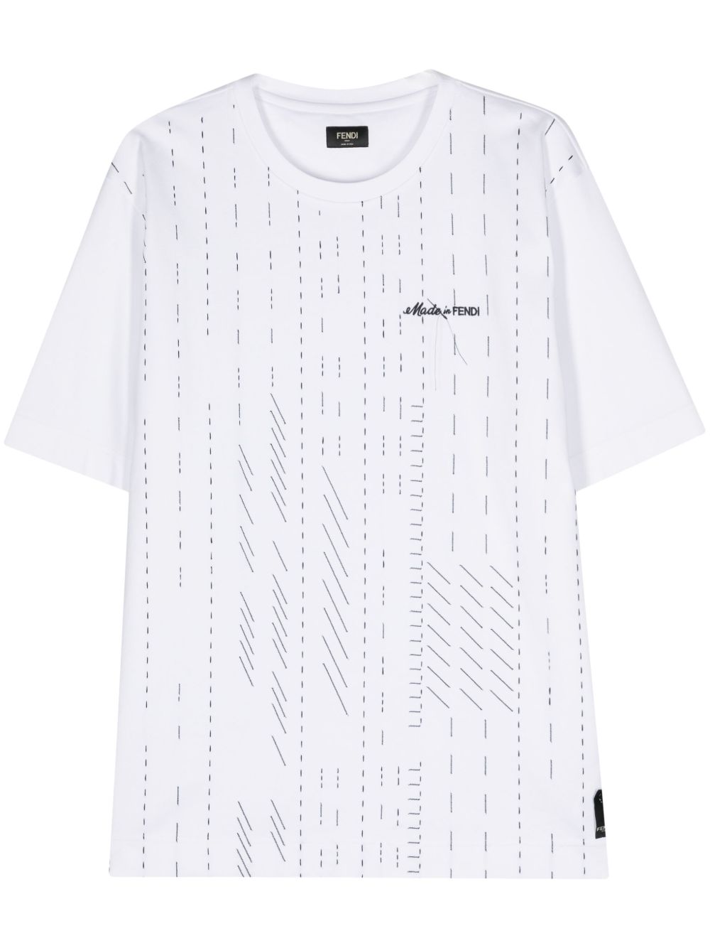 FENDI 刺绣logo棉T恤 - 白色