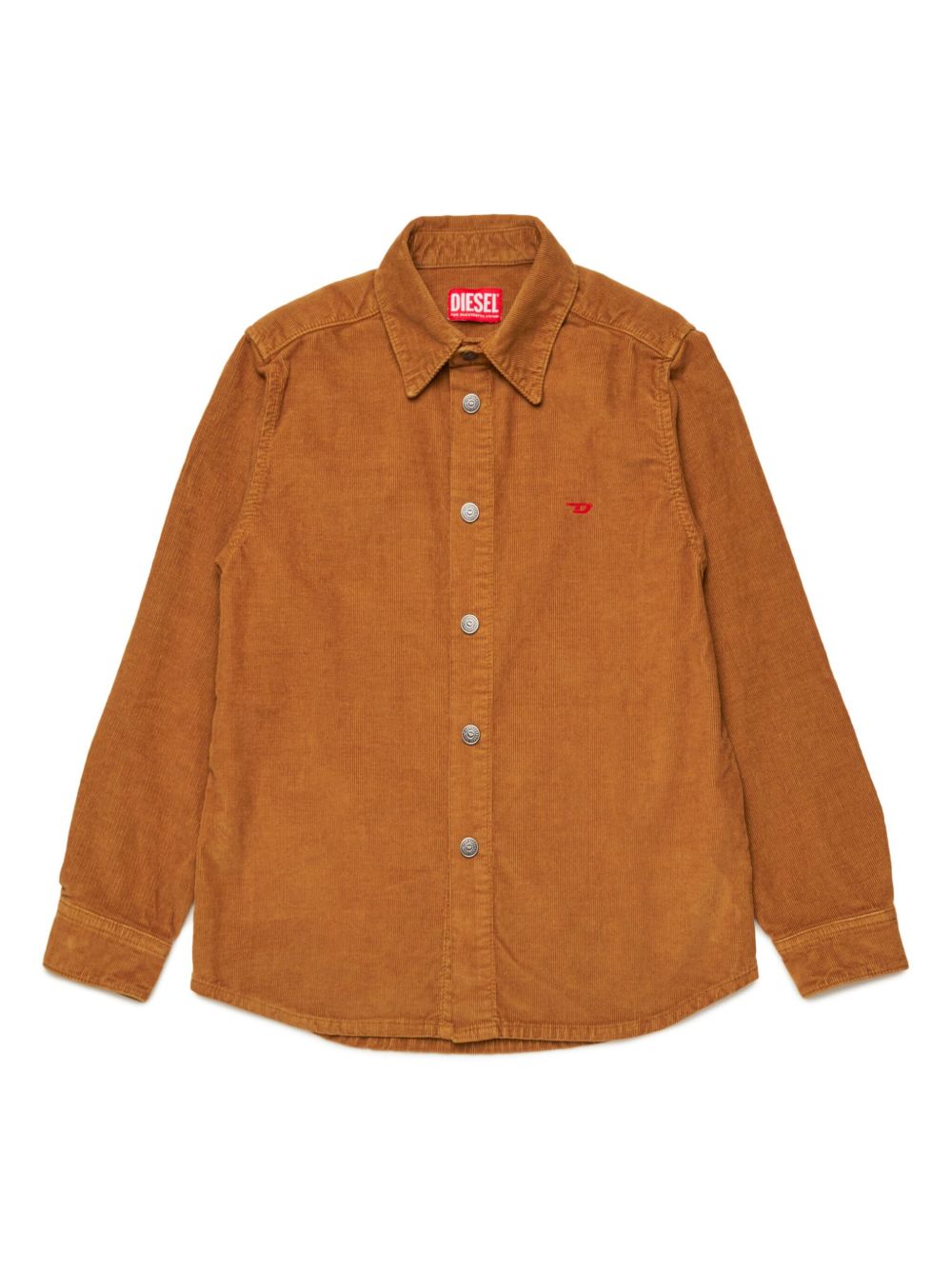 Diesel Kids logo刺绣灯芯绒衬衫 - 中性色