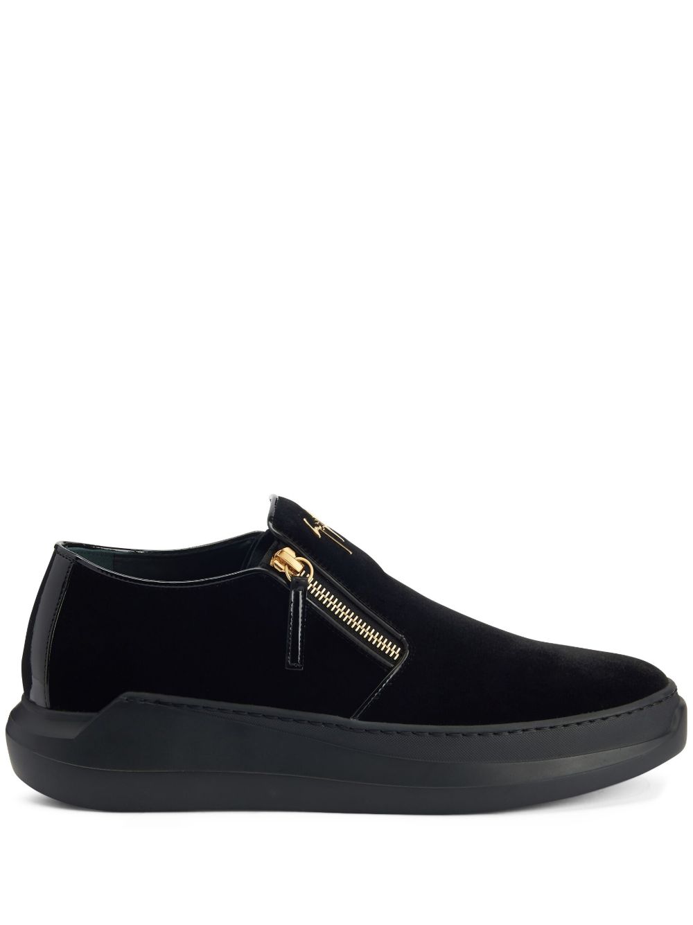 Giuseppe Zanotti Conley 丝绒乐福鞋 - 黑色