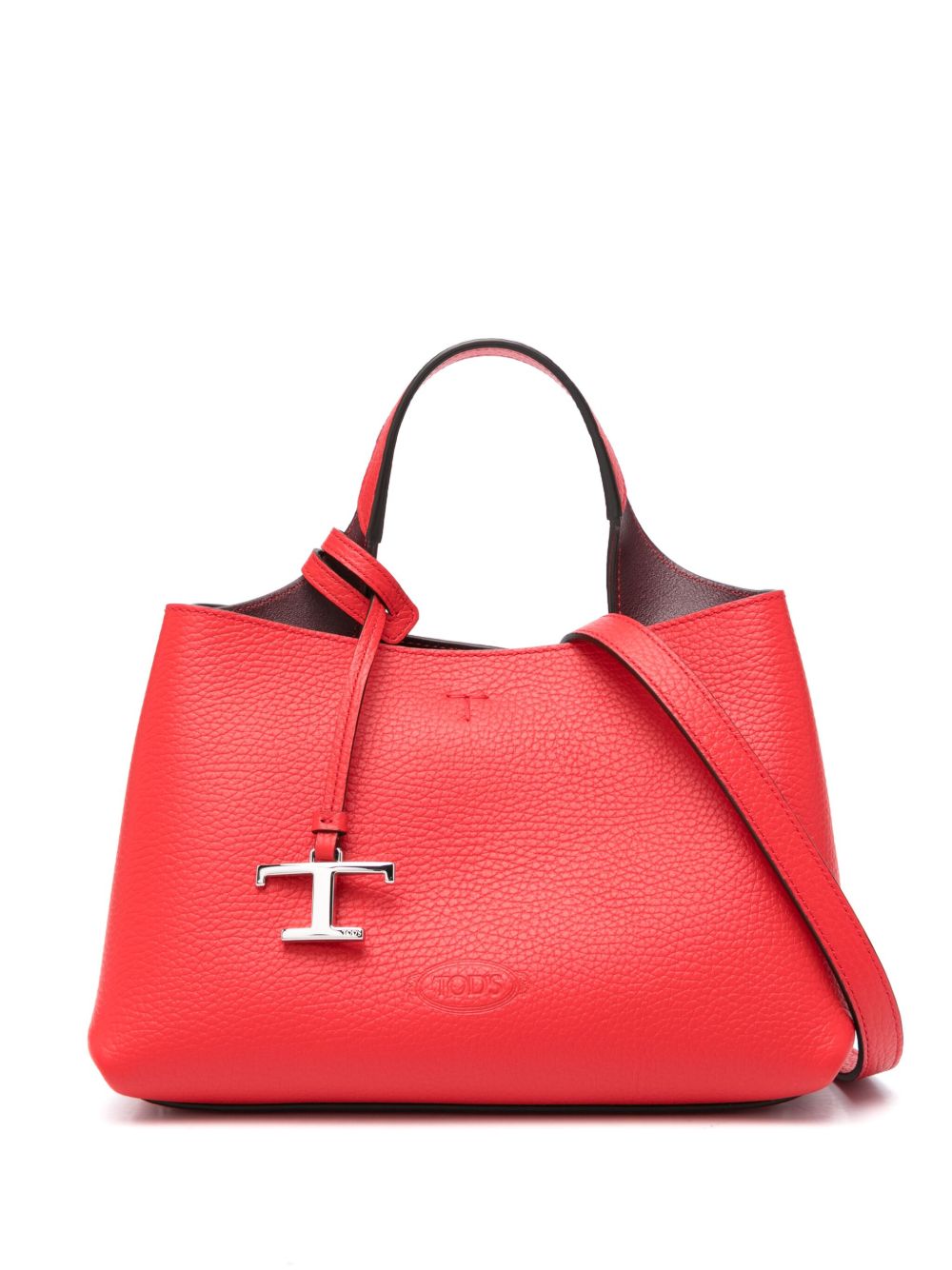 Tod's logo吊饰皮质手提包 - 红色