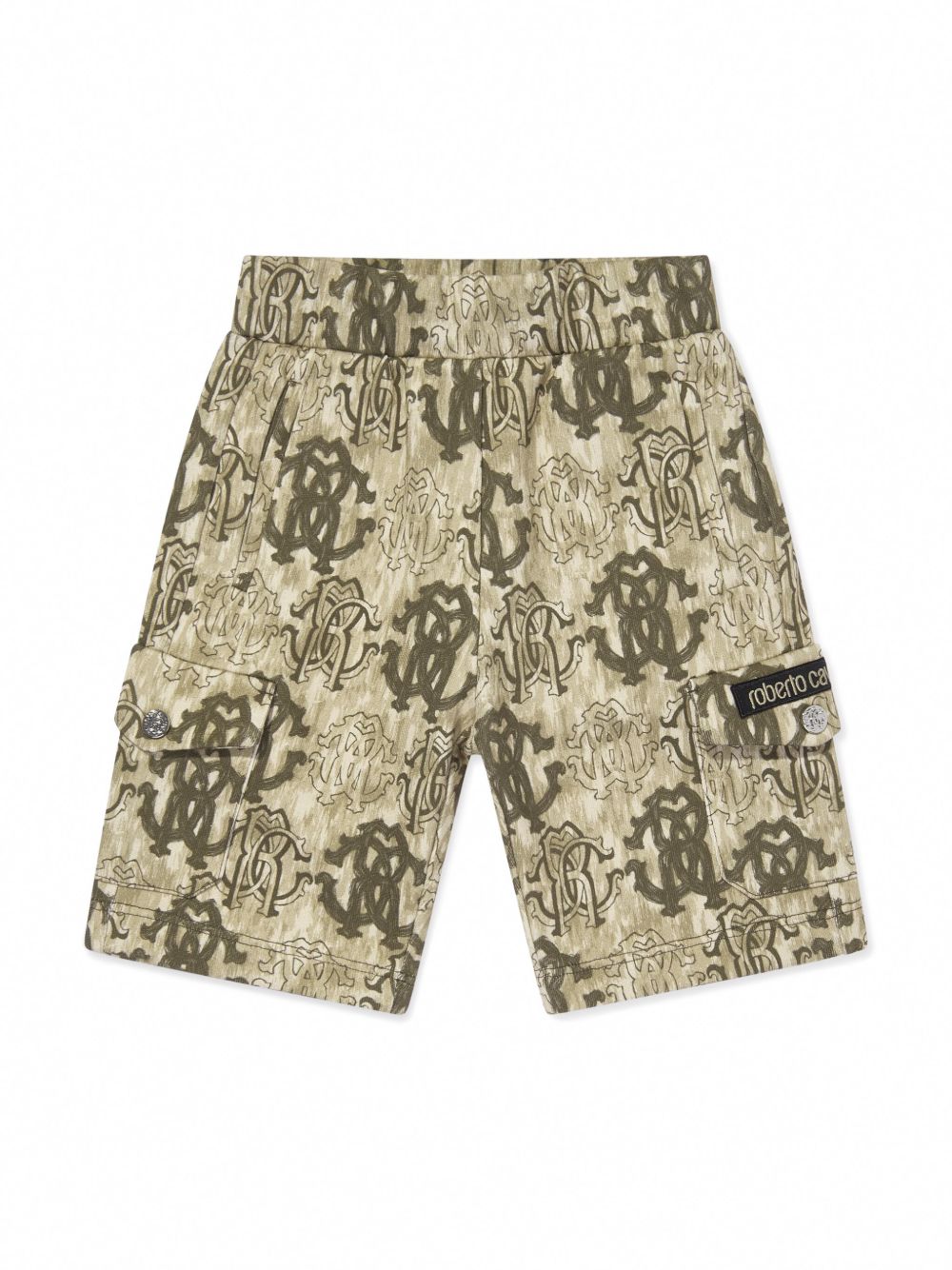 Roberto Cavalli Junior 立体经典logo印花工装短裤 - 褐色