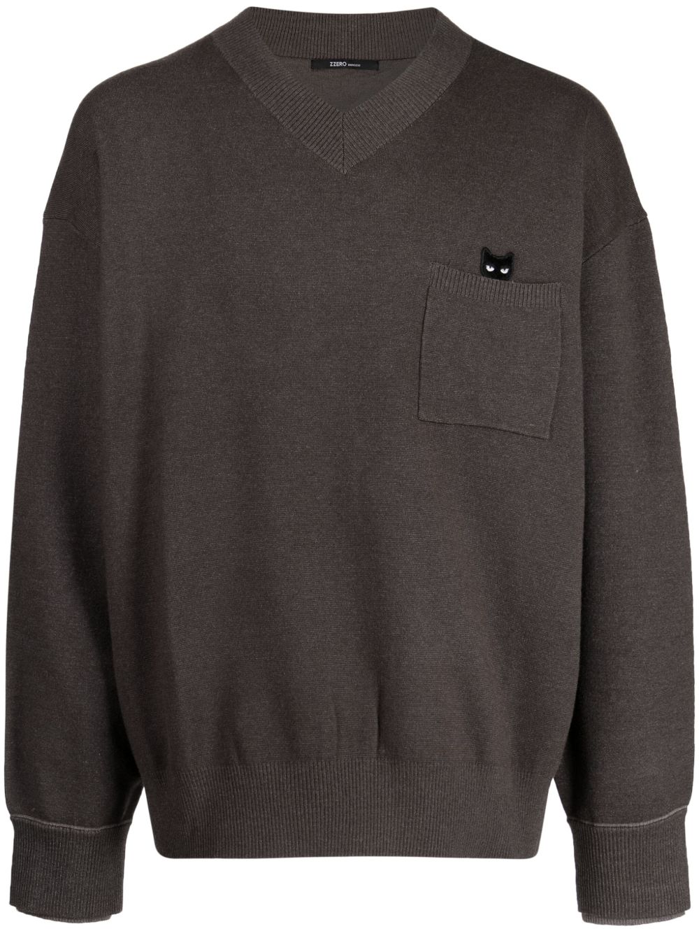 ZZERO BY SONGZIO Trace Pocket Panther V-neck jumper - 灰色