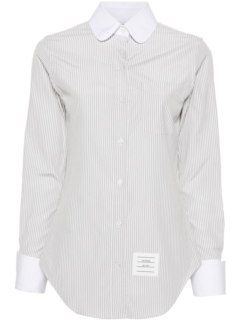 Thom Browne 条纹圆领衬衫 - 白色