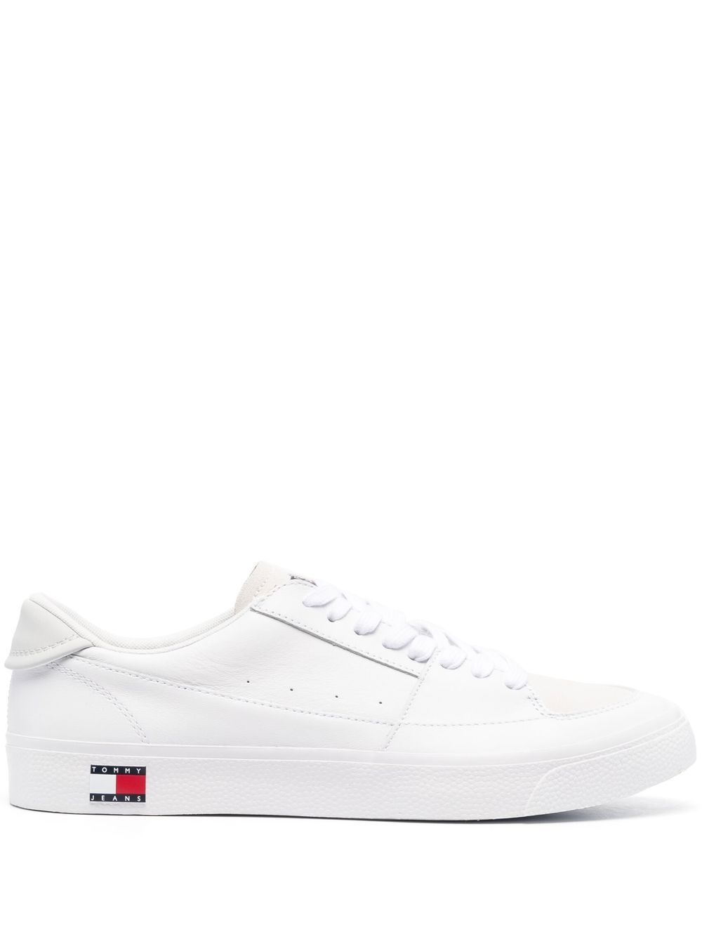 Tommy Jeans logo细节低帮皮质运动鞋 - 白色