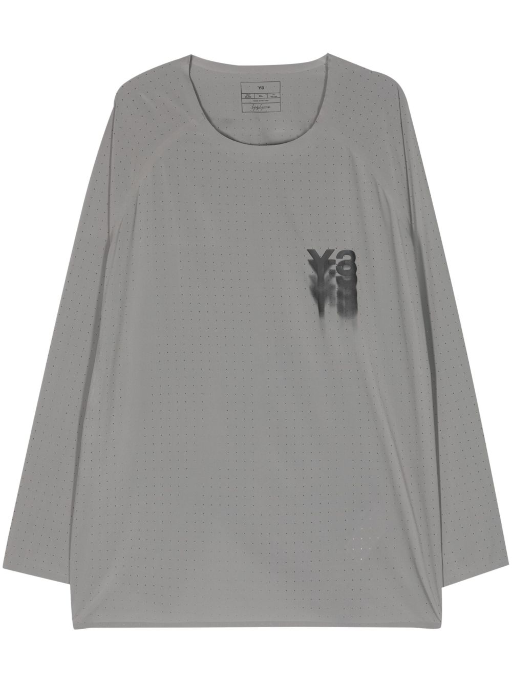 Y-3 logo印花穿孔T恤 - 灰色