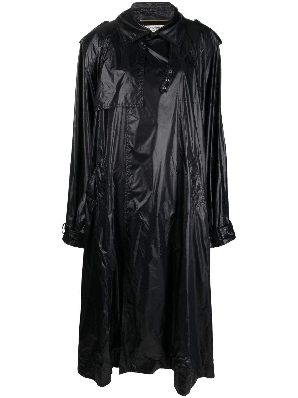 Saint Laurent 垫肩超大款风衣 - 黑色