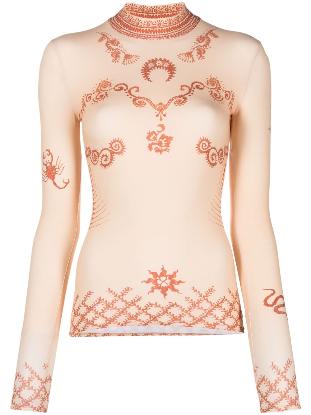 Marine Serre Regenerated Second Skin Henna 印花上衣 - 中性色
