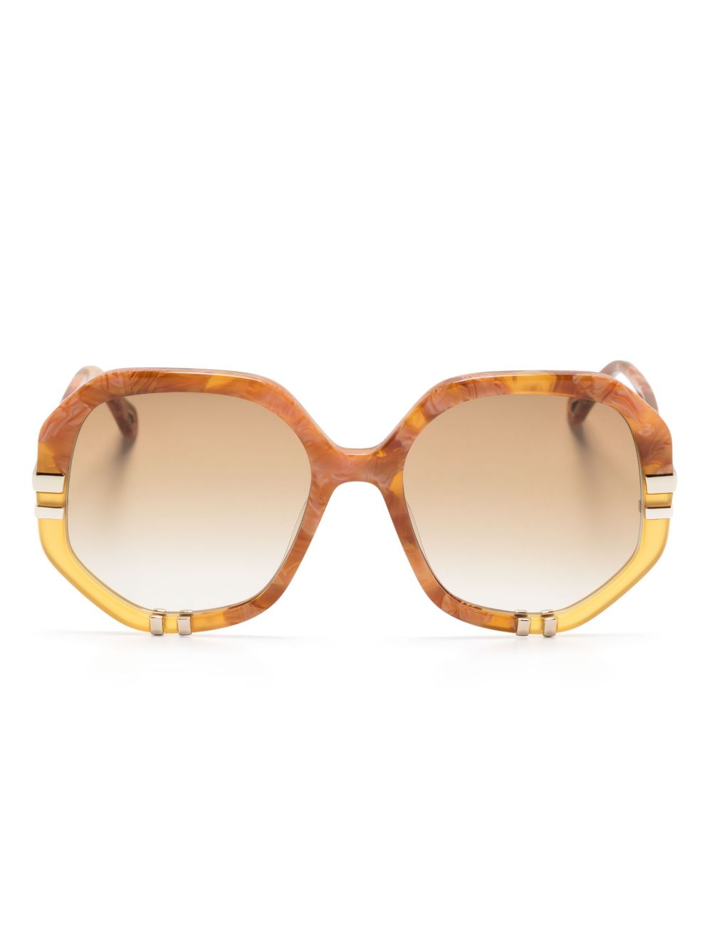Chloé Eyewear 超大镜框太阳眼镜 - 褐色