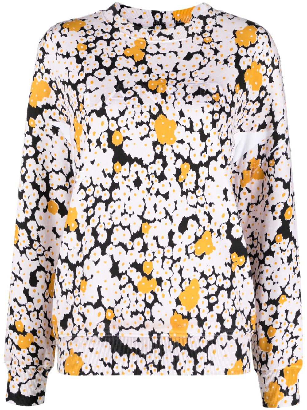 Lanvin logo刺绣花卉印花棉卫衣 - 中性色