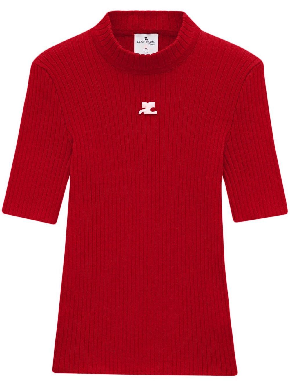 Courrèges Reedition 棉混纺针织上衣 - 红色