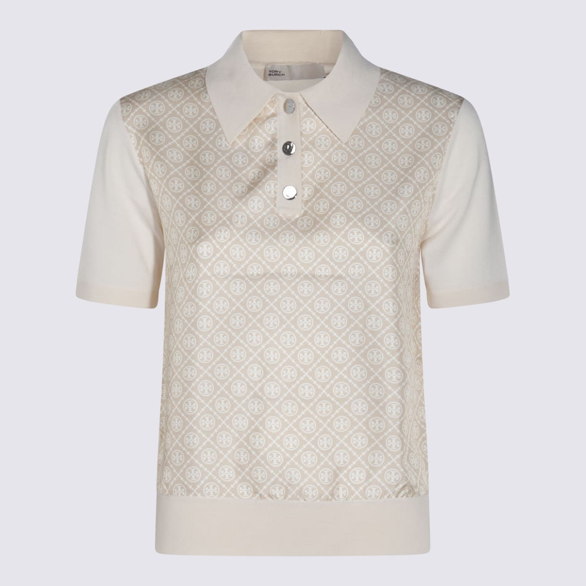 Tory Burch Beige Silk Polo Shirt