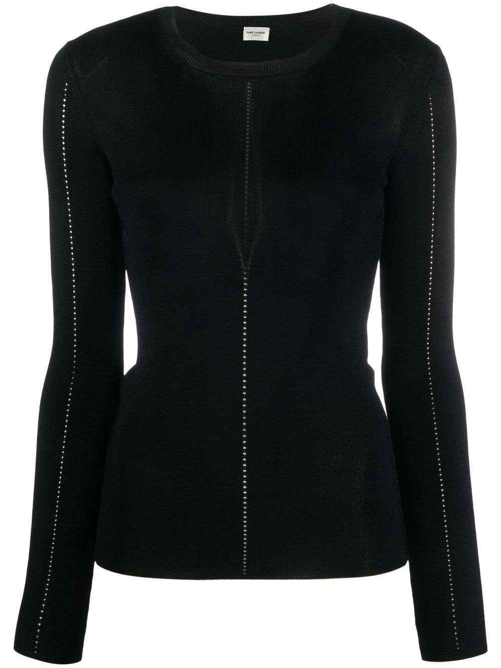 Saint Laurent 长袖罗纹针织上衣 - 黑色