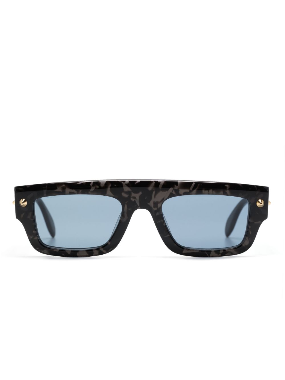 Alexander McQueen Eyewear 尖钉细节长方形镜框太阳眼镜 - 黑色