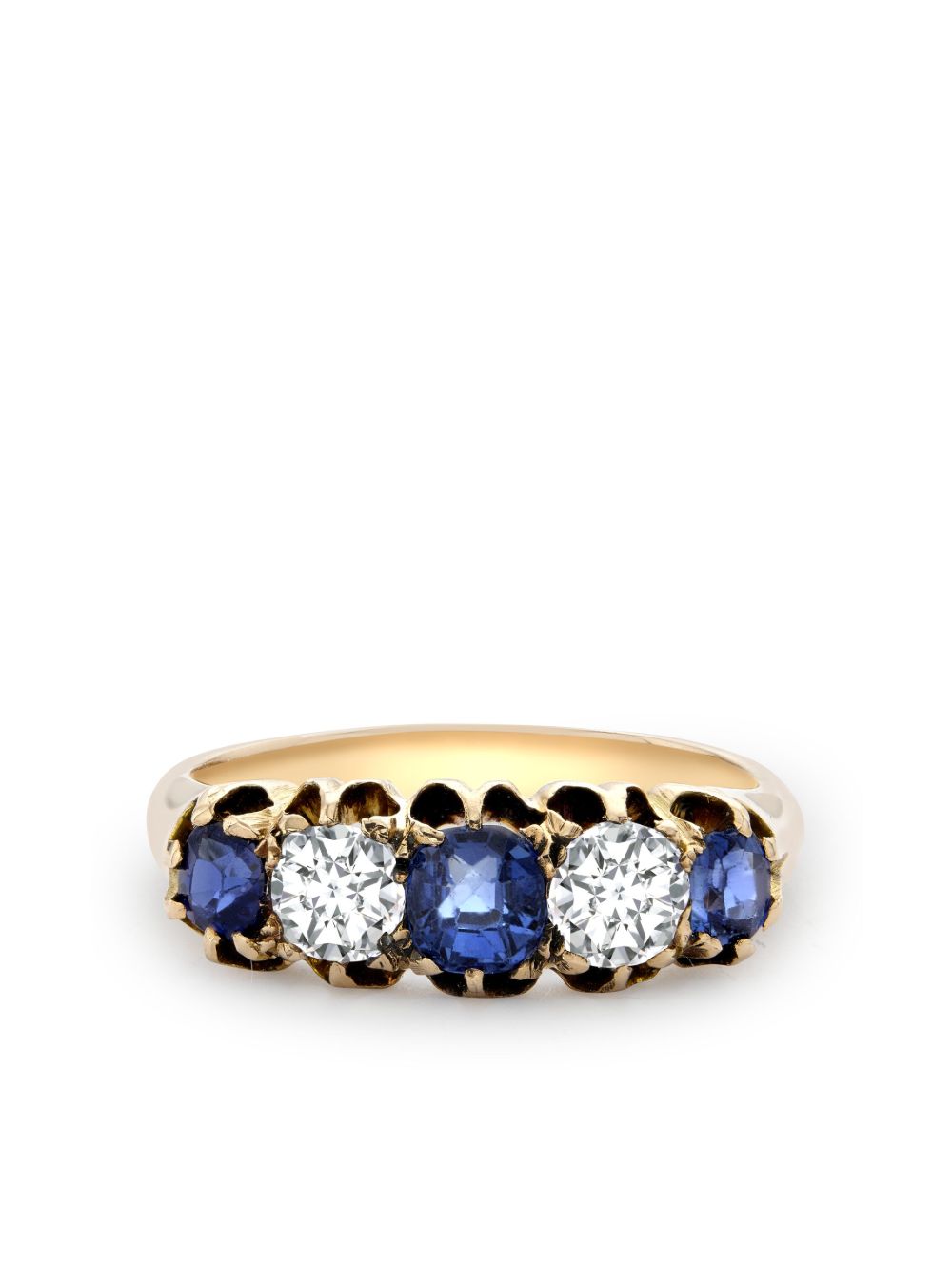 Pragnell Vintage Victorian 18K黄金蓝宝石钻石戒指 - 金色