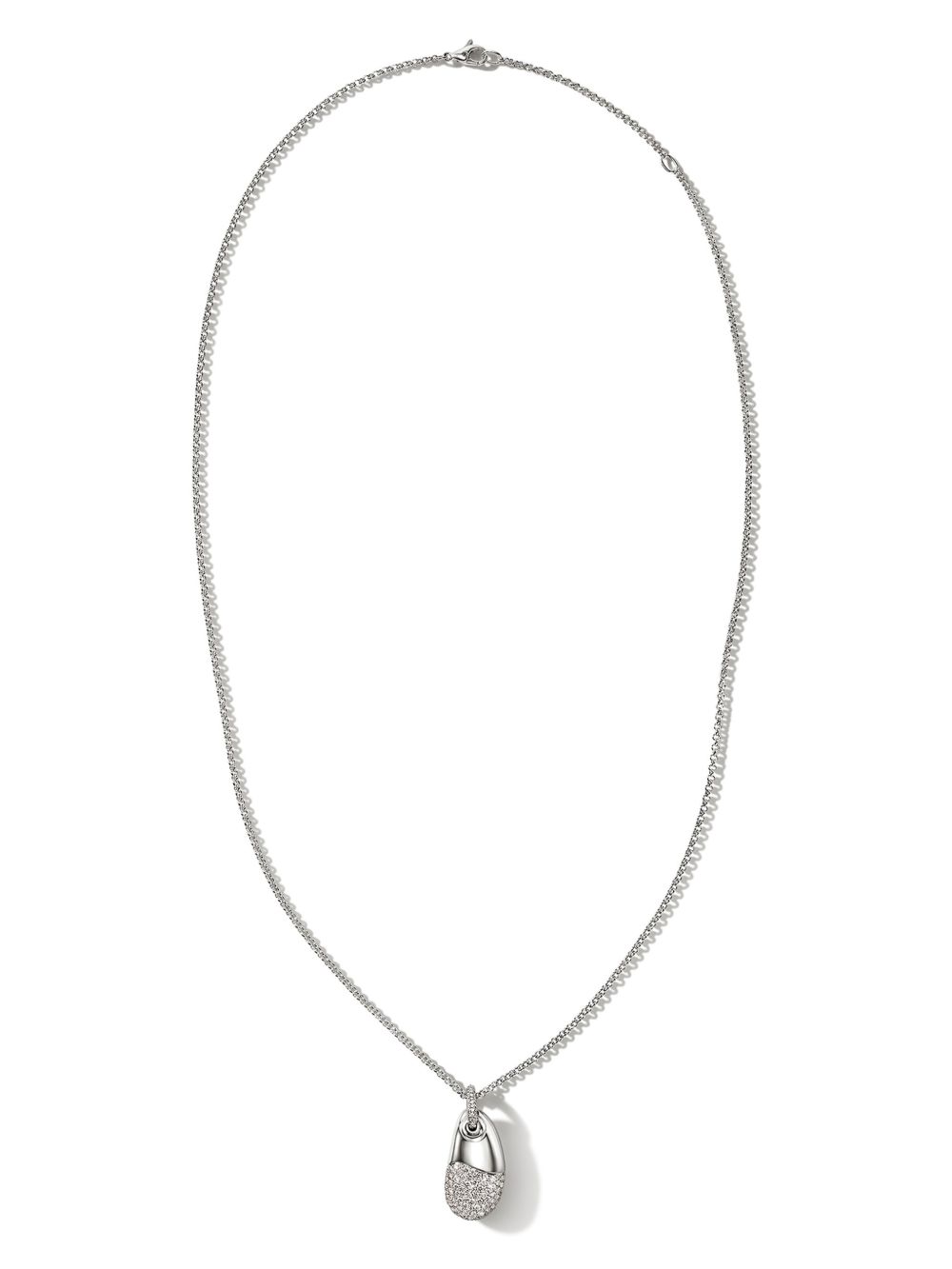 John Hardy 纯银 Pebble Pendant 白色钻石项链 - 银色