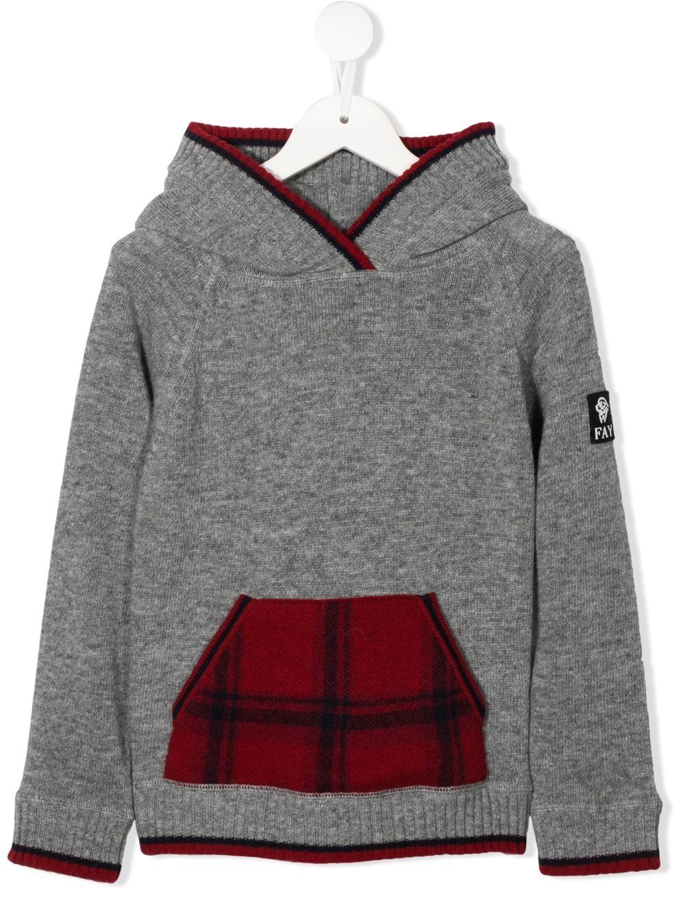 Fay Kids 标贴密织连帽衫 - 灰色