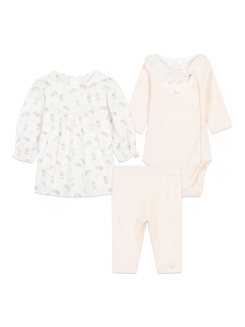 Chloé Kids 棉长裤套装 - 粉色