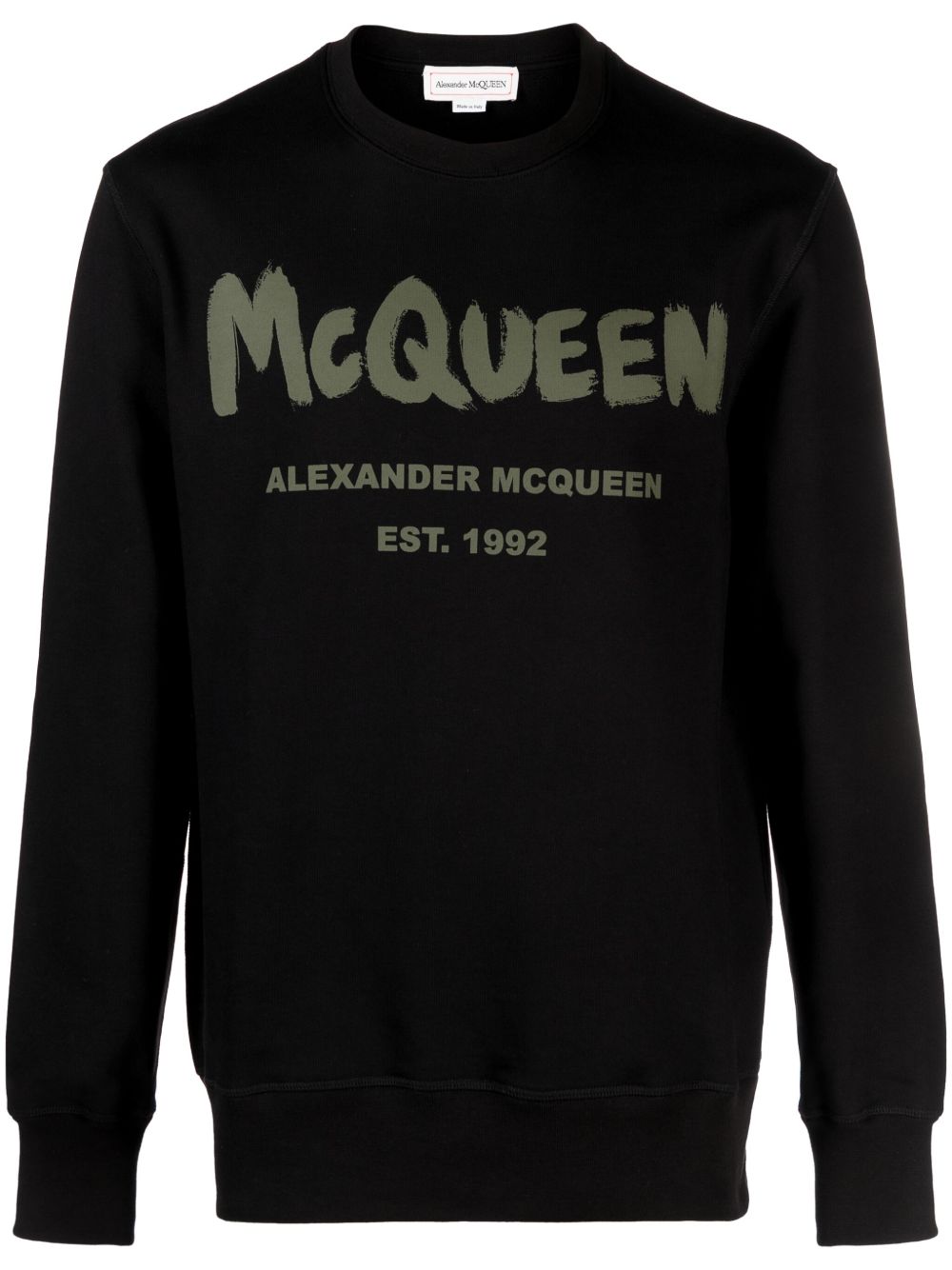Alexander McQueen logo印花棉卫衣 - 黑色