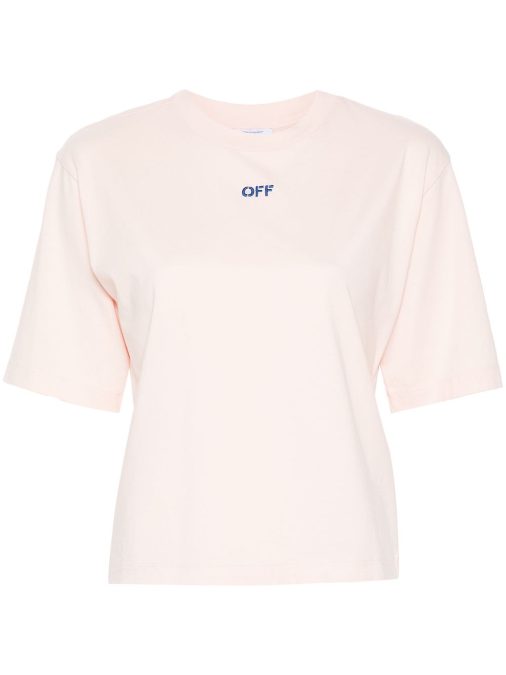 Off-White 箭头图案刺绣棉T恤 - 粉色