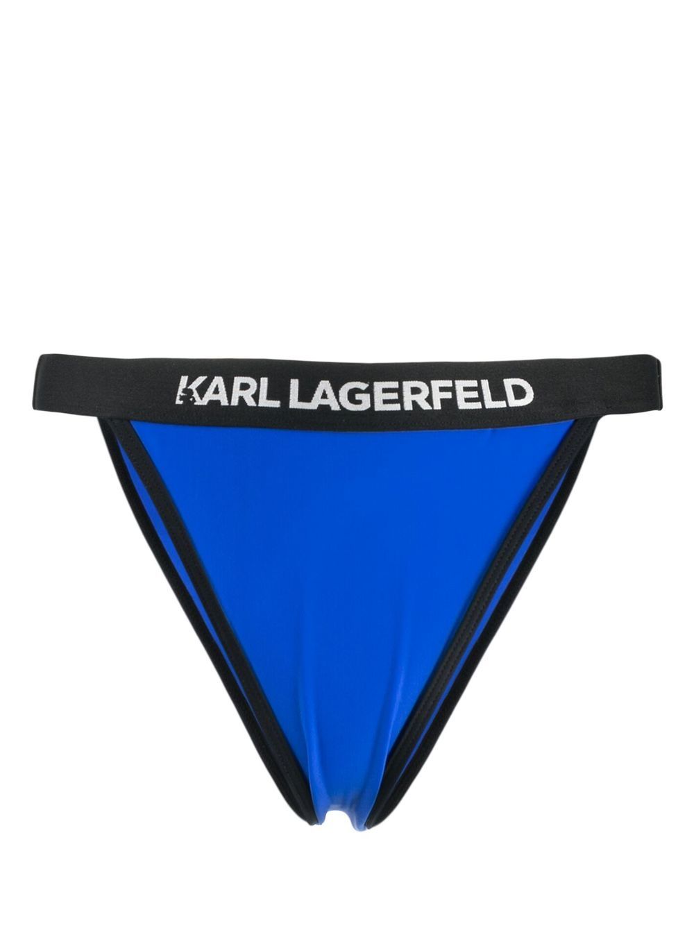 Karl Lagerfeld logo裤腰比基尼三角裤 - 蓝色