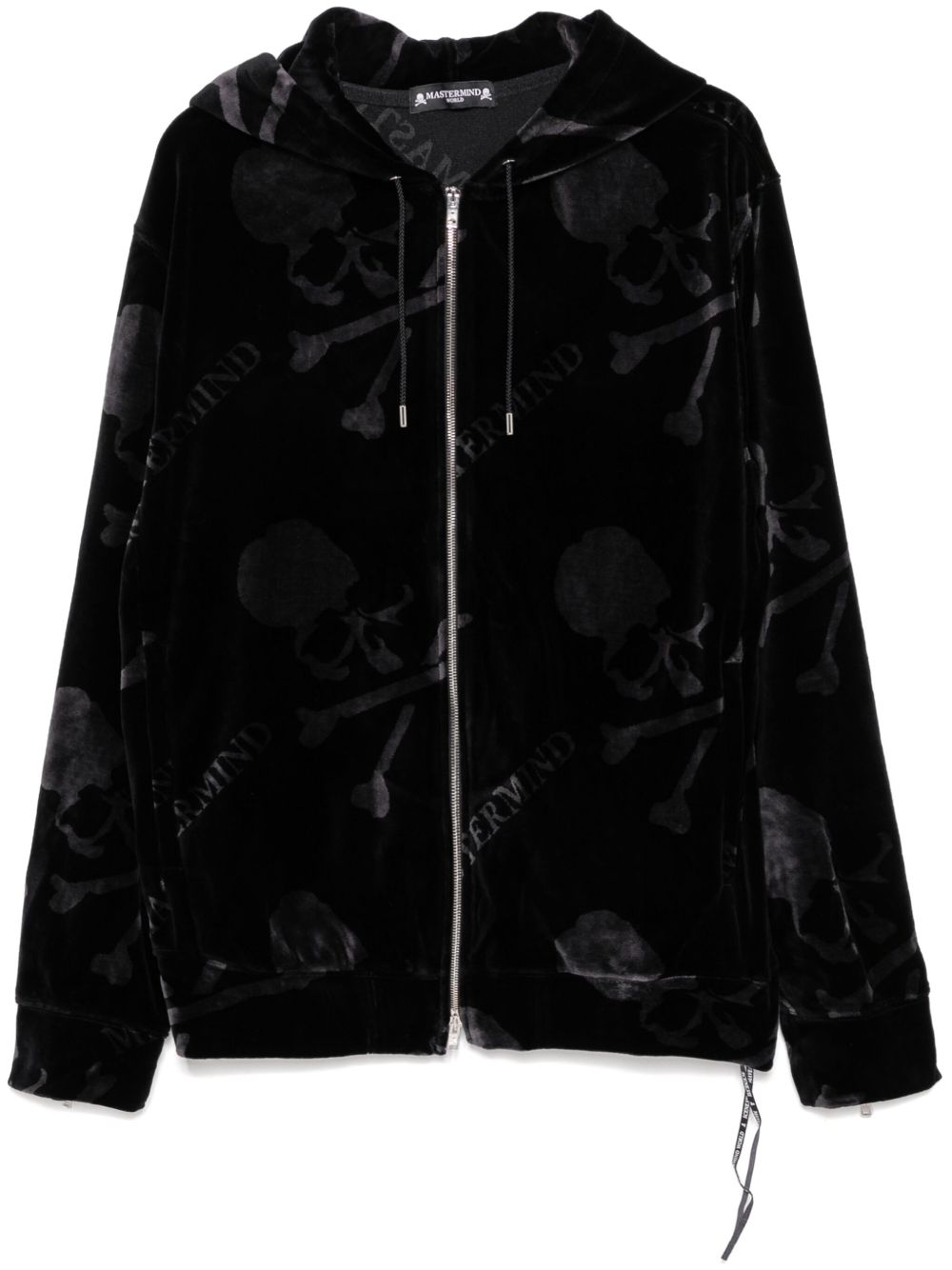 Mastermind World 骷髅头印花拉链连帽衫 - 黑色