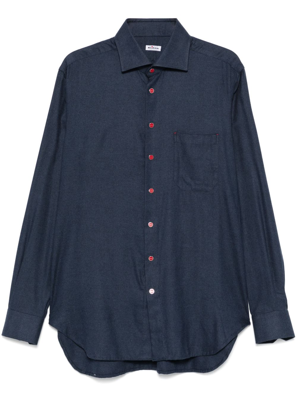 Kiton 法兰绒衬衫 - 蓝色