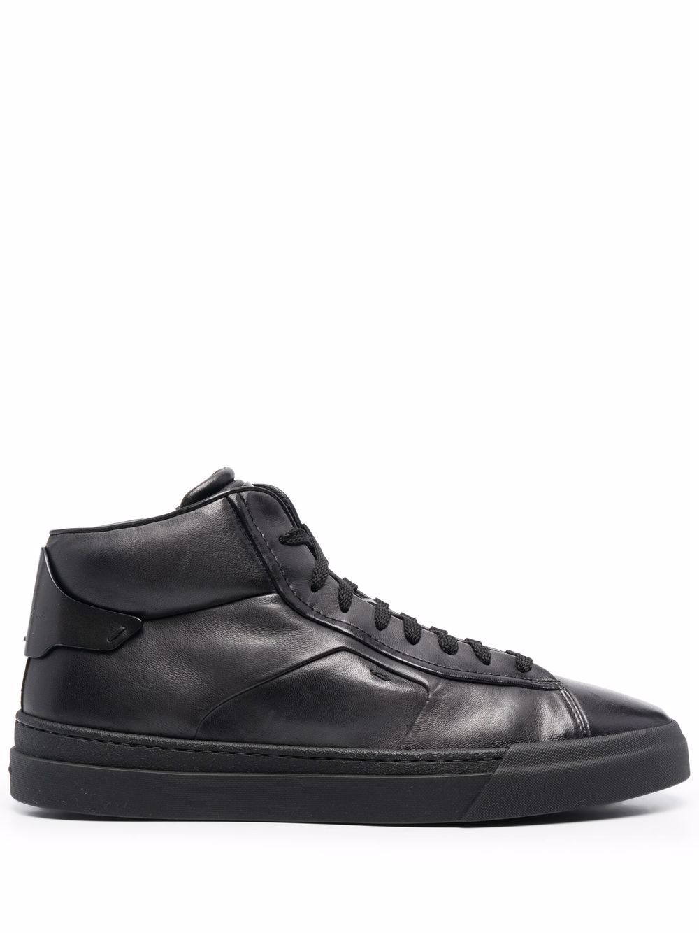 Santoni 高帮皮质运动鞋 - 黑色