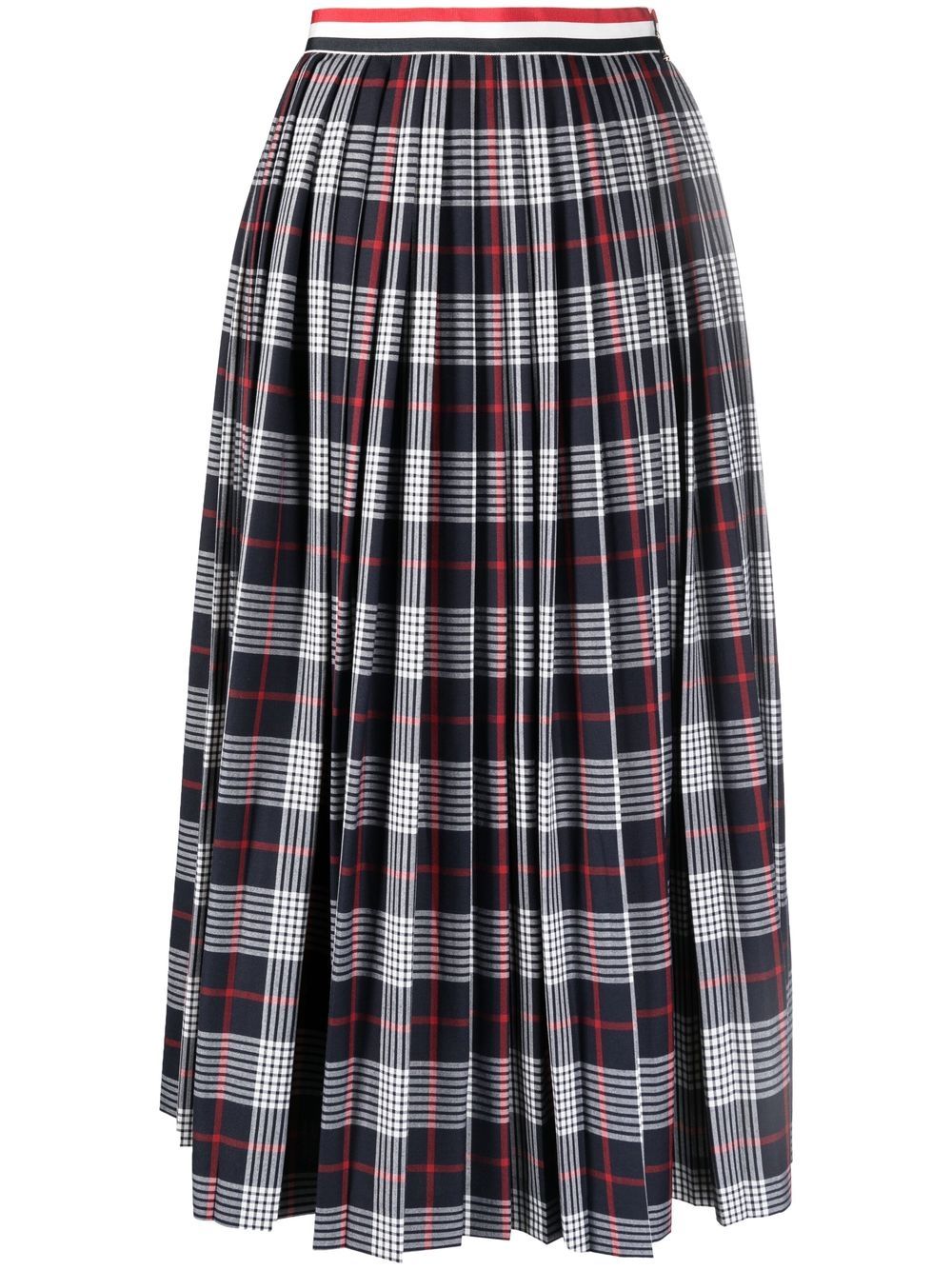 Thom Browne 格纹百褶半身裙 - 蓝色