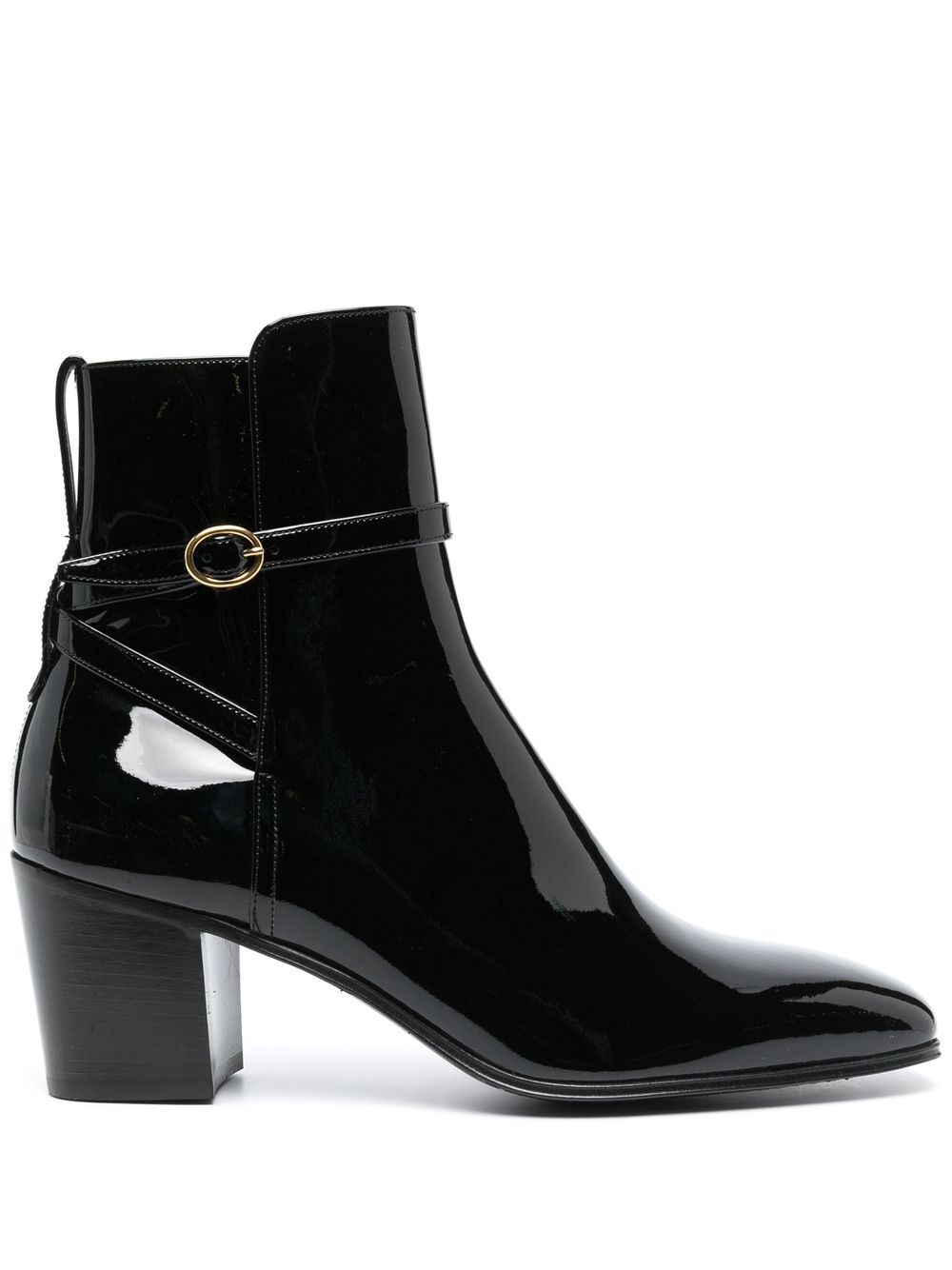 Saint Laurent 漆皮高跟及踝靴 - 黑色